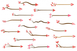 Cute love tree branch arrow clipart set | Design Bundles