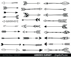 Arrows clip art, tribal arrow clipart, archery hand drawn arrows ...