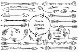 Hand Drawn Arrows Clipart, Doodle arrow clip art by ...