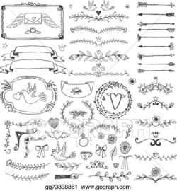 Vector Illustration - Hand drawn floral page elements. swirls ...