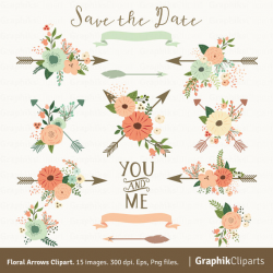 Floral Arrows Clipart. Arrows Flowers Ribbons Spring.