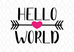 Hello World Heart Arrows Primitive Script Vector Clip Art svg ...