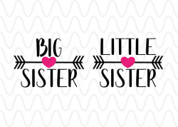 Big Sister Little Sister Heart Arrows Primitive Script Vector Clip ...