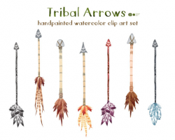 Watercolor Arrows, Tribal Arrows Clip Art, Tribal Clipart, Arrow ...