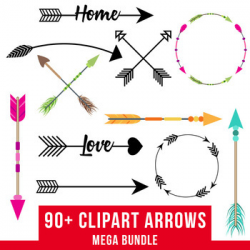 90+ Arrows Clipart Mega Bundle, Tribal Arrow Clipart, Rustic Arrows ...