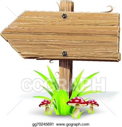 Clip Art Vector - Wooden arrow on grass and mushroom. Stock EPS ...