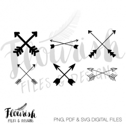 Hand Drawn Crossed Arrows with Digital Cut File (SVG, PNG, PDF ...