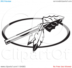 Clipart of a Black and White Arrowhead with Feathers for Warriors ...