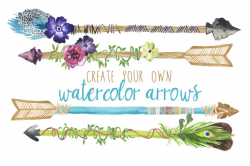 Create Your Own Watercolor Arrows Clip Art Watercolor Arrow Clipart ...