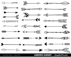Arrows clip art tribal arrow clipart archery hand drawn