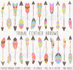 Feather Arrows Clipart Clip Art Vectors, Tribal Feather Arrow Clip ...