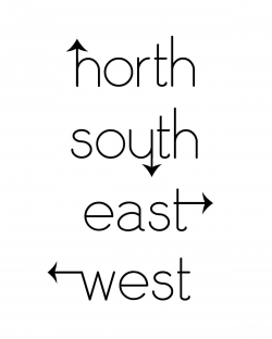 north. south. east. west. arrows. directions. map. compass. print ...