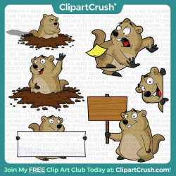 Cartoon Groundhog Clipart Pack - Cute Groundhog Day Clip Art ...
