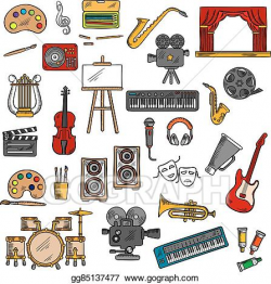 Vector Stock - Music, fine art, cinema and theater icons ...