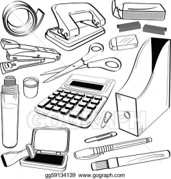 EPS Vector - Office stationery tool doodle. Stock Clipart ...