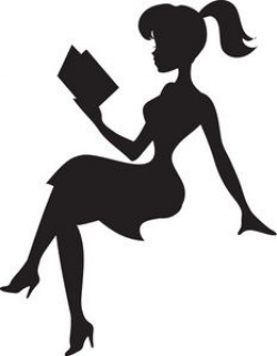 Reading Clipart Image - Silhouette of a Pretty Young Lady Reading ...
