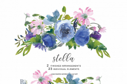 Hand Painted Watercolor Wedding Flowers | Design Bundles