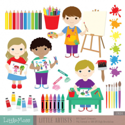 Little Artists Digital Clipart, Art Party Clipart from LittleMoss on ...