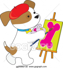 Stock Illustration - Cute puppy artist. Clipart Drawing gg56882132 ...