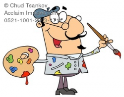 Clipart Illustration of An Artist Holding a Palette and Paintbrush