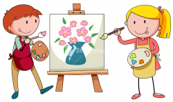 Two artists painting on canvas illustration Royalty-Free Stock Image ...