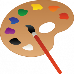 Clip art of a wooden art palette with paint and brush | Sweet Clip ...