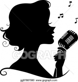 Vector Art - Girl silhouette retro jazz singer illustration ...