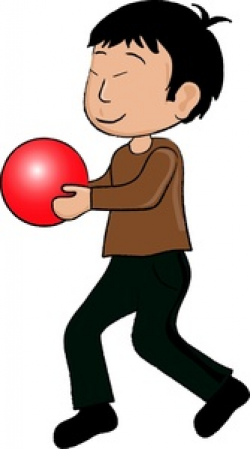 Boy Clipart Image - Young child, an asian boy, playing with a ball