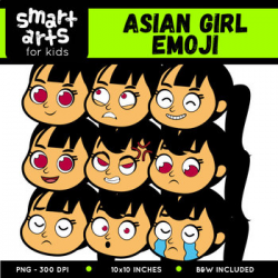 Asian Girl Emoji Clip Art by Smart Arts For Kids | TpT
