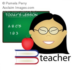Clip Art Illustration of an Asian Female Teacher Occupation Icon