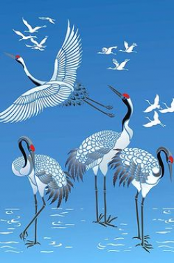 Large Asian Red Capped Cranes Bird Stencil | PROJECT | Pinterest ...