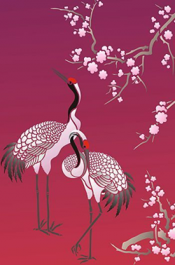 Large Asian Red Capped Cranes Bird Stencil - Henny Donovan | Asian ...