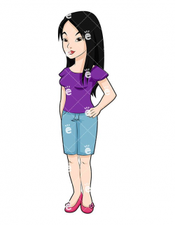 Cute Asian Teenage Girl Cartoon Vector Clipart | Asian, Vector ...