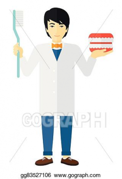 EPS Vector - Dentist with dental jaw model and toothbrush. Stock ...