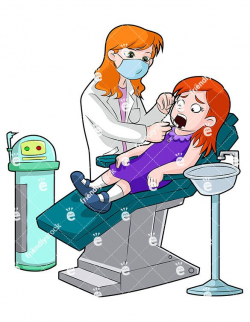 Dentist Flossing Little Girls Teeth Cartoon Vector Clipart | Tooth ...