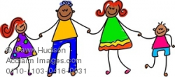 Clipart Image of Happy Asian Family Holding Hands