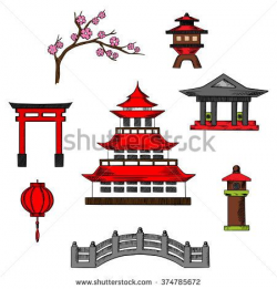 Japan travel and culture icons of traditional japanese pagoda with ...