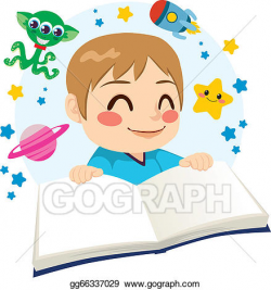 EPS Illustration - Boy reading science fiction book. Vector Clipart ...
