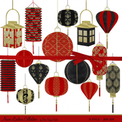 Chinese Lantern Clip Art Digital Clipart Christmas Chinese