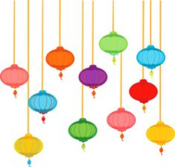 Paper Lanterns Pom Poms Banner Cute by SouthStreetCreative | Clipart ...