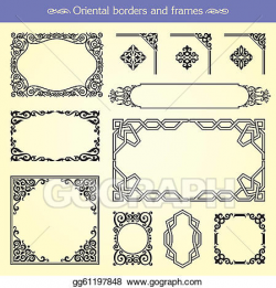 Vector Clipart - Oriental asian borders and frames. Vector ...