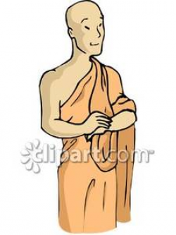 A Buddhist Monk In a Robe Royalty Free Clipart Picture