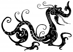Asian Tribal Dragon Silhouette Clipart - Design Droide
