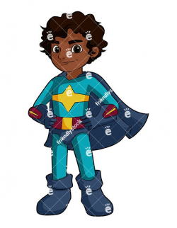 Black Boy Superhero Cartoon Vector Clipart | Black boys