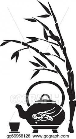 Vector Art - Chinese tea, teapot, cup and bamboo. Clipart Drawing ...