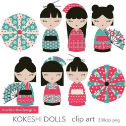 Kokeshi dolls clipart - japanese dolls - china dolls ...
