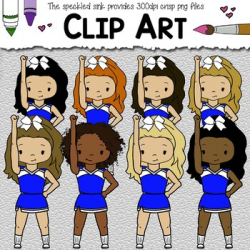 Blue Cheerleading Clip Art. For your cheer squad and/or school spirit.