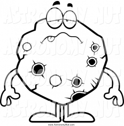 Clipart of a Black and White Sick Asteroid Character by Cory Thoman ...