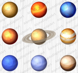 9 Solar system Planets clipartasteroid clipartUFO