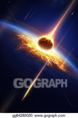 Stock Illustration - Earth in a meteor shower. Clipart Drawing ...